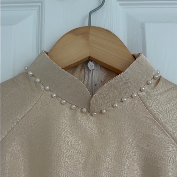 Vietnamese Ao Dai Dress with Beaded Pearls and Pants Set - Picture 7 of 12